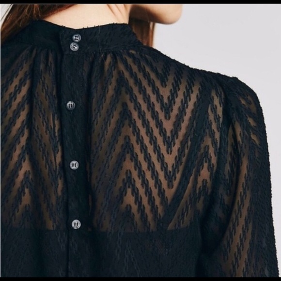 Free People Sheer, Chevron Mock Neck - Picture 2 of 2